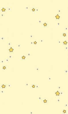 stars are flying in the sky on a yellow background