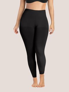 Enjoy total shape control with the Curveez® Barely There Layering Leggings. A legging that puts all other leggings to shame, this mid-waist to ankle bottom sculpts and contours the tummy, hips, thighs, and butt with seamless construction and medium compression. If you are thinking comfy, then you are right. While there is nothing to dig or irritate the skin, to actually nourish you while you wear them, the fibers are infused with vitamin E. Medium compression leggings Mid-waist fit Lifts the behind, tucks stomach, slims back Seamless and smooth Yarns are infused with Vitamin E Compression Leggings, Women's Shapewear, Best Of The Best, Body Shapers, Leather Leggings, Shapewear, Apparel Accessories, Layering, Leggings