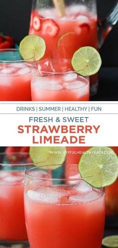 fresh and sweet strawberry limeade is the perfect summer drink to serve on a hot day