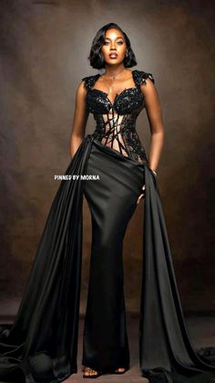 Dinner Gowns Nigerian, Glam Wedding Dress, Dinner Gowns, Black Evening Dress, Afrikaanse Mode, Dinner Dress Classy, Stunning Prom Dresses, Glamour Dress, Prom Dress Inspiration