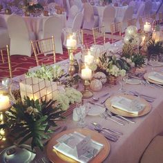 a table set up for a formal dinner