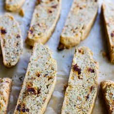 several pieces of food on a piece of parchment paper