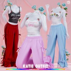 BLUE-ROSE: Katie Y2K Outfit New mesh Top 45 swatches Pants 41... Sims 4 Off Shoulder, Sims 4 Pokemon, Pokemon Pink, Bow Pants, Apartment Tips, Cc Shopping, Sims 4 Dresses, Sims 4 Mods Clothes, Sims 1