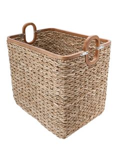 an empty basket with handles on it