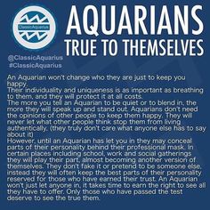 an aquarians poster with the words, true to themselves