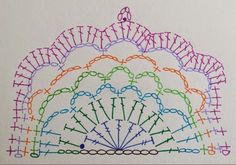 a drawing of a rainbow colored fan on white paper