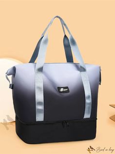 Bird in Bag - Foldable Large Capacity Business Trip Travel Bag for Men and Women - Fashionable for Long Distance Travel Casual Foldable Travel Bag, Casual Gray Travel Bag With Large Capacity, Practical Gray Travel Bag With Large Capacity, Practical Gray Bags With Large Capacity, Mens Travel Bag, Business Trip, Waterproof Bags, Bird In Bag, Black Pattern