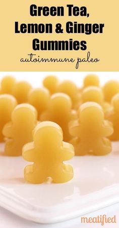 green tea, lemon and ginger gummies with text overlay