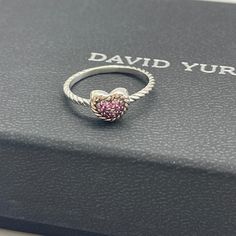 David Yurman Pav Heart Ring With Pink Tourmaline Cable Classics Collection Size: 7 Pink Tourmaline Diamonds Comes With Dy Box And Pouch David Yurman Jewelry, 7 Rings, David Yurman, Pink Tourmaline, Womens Jewelry Rings, Tourmaline, Heart Ring, Cable, Diamonds