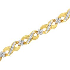 El símbolo del infinito representa la idea de siempre, al igual que el amor que comparten juntos. Capture ese sentimiento con esta hermosa pulsera, que presenta un bucle interminable de bandas de oro amarillo adornadas con diamantes que se unen para crear una exhibición deslumbrante. Formal Infinity Diamond Bracelet, Diamond Infinity Bracelet For Anniversary, Infinity Diamond Bracelet For Anniversary, Infinity Diamond Bracelet For Formal Occasions, Anniversary Diamond Bracelet With Infinity Design, Infinity Diamond Bracelet With Accents For Anniversary, Anniversary Infinity Bracelet In Cubic Zirconia, Diamond Infinity Bracelets For Anniversary, Infinite Love