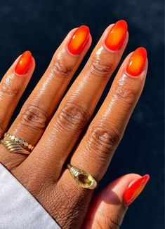 17 Aura Nail Designs for Your Next Manicure | The Everygirl Clancy Tour Nails, Red And Yellow Nails, Bad Nails, Gel French Manicure, Orange Nail Designs, Velvet Nails, Tropical Nails, Nail Color Trends, November Nails