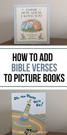 two books with the title how to add bible verses to picture books on them