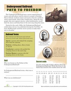 an information sheet for the underground railroad path to freedom, with pictures of men riding horses