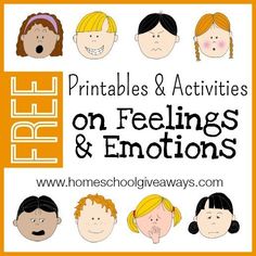 children's faces with the words printables and activities on feelings and emotions