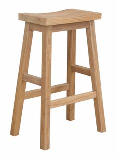 a wooden stool on a white background with no one in the room to see it