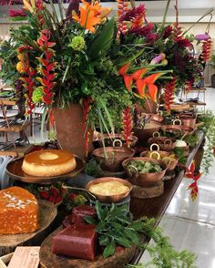 a table filled with lots of different types of food