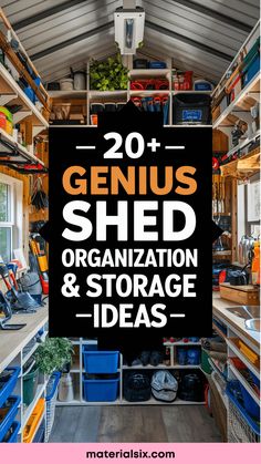 20+ Genius shed organization and storage ideas. Tuff Shed Storage Ideas, Inside Storage Shed Ideas, Metal Shed Organization, Shed Tool Organization, Small Shed Organization Ideas, Tool Shed Organization, Storage Shed Organization Ideas, Lapidary Workshop, Storage Shed Ideas