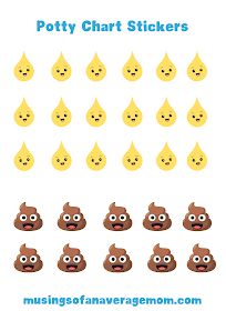 an image of different emoticions in the form of smiley faces with text that reads potty chart stickers