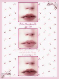 four different images of lips with bows on them and the words may memegapple