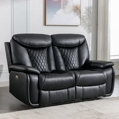 The ultimate fusion of luxury, comfort, and style for your living space. Wrapped in premium leather upholstery, this loveseat boasts a unique diamond pattern that elevates its elegance. The electric reclining mechanism allows for effortless, smooth adjustments at the touch of a button, providing unmatched relaxation. With its 62" wide seating area, there's ample space for two to lounge, share a cozy moment, or watch TV in comfort. This loveseat is built on a solid wood frame and features high-de Power Reclining Loveseat, Leather Reclining Sofa, Reclining Loveseat, Electric House, Convertible Sofa, Living Room Set, Leather Cushion, Zero Gravity, Massage Chair