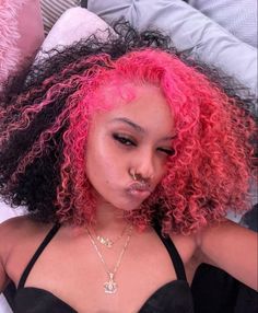 Find My Favorite Haircare Essentials! ✨ Click the Link on This Pin to Get the Best for Your Hair. #HairCare #HealthyHair #HairGoals ۫ ꣑ৎ Pink Hair Dyed, Hair Dyed, Mixed Curly Hair, Peekaboo Hair, Cute Hair Colors, Colored Curly Hair