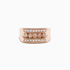 Effy Men's 14K Rose Gold Espresso and White Diamond Ring Luxury Rose Gold Signet Ring For Wedding, Luxury Rose Gold Wedding Signet Ring, Luxury Rose Gold Signet Ring With Brilliant Cut, Formal Rose Gold Signet Ring With Brilliant Cut, Formal Rose Gold Signet Ring With Diamond Accents, Classic Rose Gold Rings With Rose Cut Diamonds, Luxury Rose Gold Signet Ring For Anniversary, Classic Rose Gold Signet Ring With Diamond Cut, Elegant Rose Gold Signet Ring With Rose Cut Diamonds