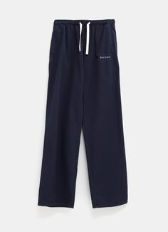 Monogram Jogger Pants Navy Cotton Pants With Relaxed Fit, Navy Relaxed Fit Cotton Pants, Navy Cotton Athleisure Pants, Cotton Sweatpants With Patch Pockets, Cotton Lounge Pants With Patch Pockets, Navy Cotton Sweatpants With Pockets, Sporty Cotton Pants With Patch Pockets, Navy Cotton Pants With Elastic Waistband, Navy Cotton Pants With Straight Hem