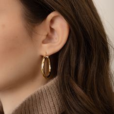 These gold hoop earrings are light-weight and perfect for everyday wear! They make a beautiful statement and will be your new favorite!  - - - D E T A I L S - - - * THICK plating of 14k Gold, Rhodium, or Rose Gold over 925 Sterling Silver * 34mm Diameter * 4mm Thickness  * Super light-weight  * Nickel-free & hypoallergenic  * Sold as a pair  Dot Studs on Model https://samijewels.etsy.com/listing/1434999445 Made with 100% Pure Love! ♡ Happy to answer any questions you may have! 🥰 Let's Connect! 🥰 IG: samijewels_ Everyday Hoop Earrings With Lever Back Ear Wires, Hoop Jewelry With Lever Back Ear Wires For Everyday, Earrings Gold Hoops, Hoops Silver, Hoop Earrings Gold, Pure Love, Gold Hoops, Jewelry Earrings Hoops, Gold Hoop