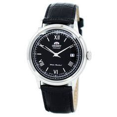 Features: Orient Bambino Series Stainless Steel Case Black Leather Strap Automatic Movement Caliber: F6724 Domed Mineral Crystal Black Dial Date Display Solid Case Back Push/Pull Crown Buckle Clasp 30M Water Resistance Approximate Case Diameter: 40.5mm Approximate Case Thickness: 11mm Color: Metal Type.  Gender: male.  Age Group: adult. Black Analog Watch Accessories, Classic Black Watch With Chronometer, Black Analog Round Watch Accessories, Black Automatic Casual Watch Accessories, Black Casual Automatic Watch Accessories, Classic Black Analog Watch, Orient Bambino, Orient Watch, Mens Designer Watches