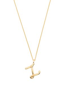 gold-tone 18kt recycled-gold plated silver letter pendant lobster claw fastening polished finish Initial Necklace Gold, Letter Pendants, Recycled Gold, Gold Plated Silver, Initial Necklace, Necklace Gold, Lobster Claw, Initials, Gold Tones