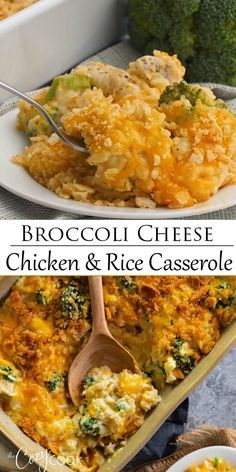 broccoli cheese chicken and rice casserole on a plate