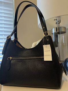 NWT Coach Lori Brass Leather Mixed Leather Shoulder Bag Black | eBay Coach Leather Bag, Black Leather Shoulder Bag, Shoulder Bag Black, Coach Leather, Brass Hardware, Leather Shoulder Bag, Leather Bag, Wallets, Night Out