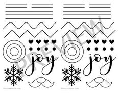 the printable word joy and snowflakes