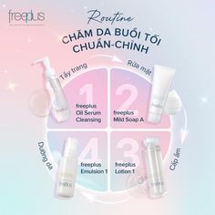 an advertisement for some products on a white and pink background with the words cham da buoi to chuan - chinh