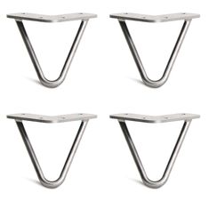 four metal shelf brackets are shown on a white background with clippings in the shape of trianglees