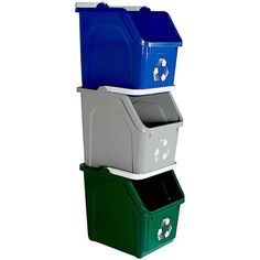 three bins stacked on top of each other