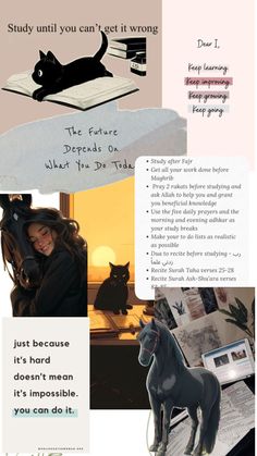 a collage of photos with text and pictures on it, including a cat sitting on top of a bookshelf