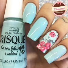 •Telefone sem Fio• Opi Manicure, Tiffany Blue Nails, Gel Manicure Colors, Ten Nails, Unghie Nail Art, Makeup Nails Designs, Manicure Colors, Super Nails, Blue Nail