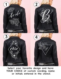 the instructions for how to sew a leather jacket with flowers and leaves on it