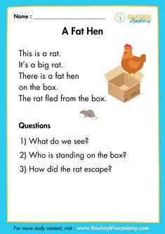 a printable worksheet with an image of a chicken in a box