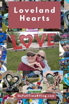 collage of love and hearts with text overlay that says loveland heart's