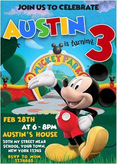 a mickey mouse birthday party flyer