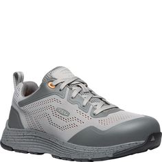 1027459 KEEN Utility Women's Sparta II ESD Safety Shoes - Drizzle/Papaya Reinforced Toe Walking Sneakers, Static Electricity, Safety Shoes, Papaya, Left And Right, Repellent, Water Repellent, Apparel Accessories, Electricity