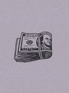 a drawing of a stack of money sticking out of the side of a book,