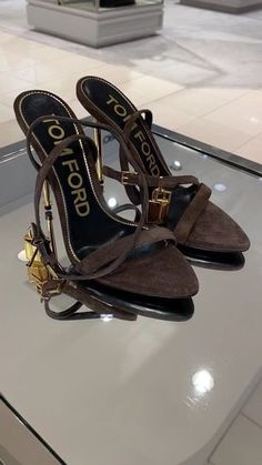 Brown Heels Outfit, Tom Ford Heels, Tom Ford Shoes, Cute Shoes Heels, Heels Outfits, Fancy Shoes, Cute Heels, Brown Heels