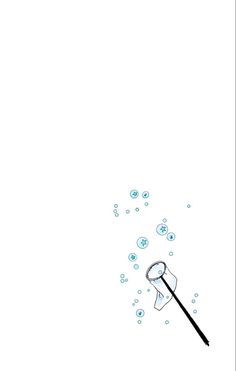 an illustration of a water spout with bubbles coming out of it and a black stick sticking out of the top