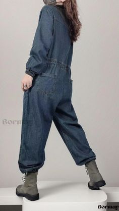 Bormay - Relaxed-Fit Vintage Workwear Denim Jumpsuit with Elastic Waistband Casual Stretch Overalls, Casual Stretch Denim Blue Overalls, Casual Stretch Denim Jumpsuit With Pockets, Casual Non-stretch Jumpsuits And Rompers For Winter, Casual Dark Wash Stretch Jumpsuits And Rompers, Casual Stretch Dark Wash Jumpsuits And Rompers, Casual Stretch Denim Jumpsuit For Fall, Casual Stretch Jumpsuits And Rompers In Dark Wash, Casual Winter Denim Overall Jumpsuit