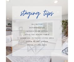 the living room is clean and ready to be used as a staging tips for your home