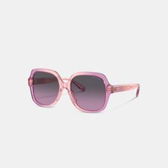 A statement style these oversized square sunglasses feature an artistic ombré effect and are detailed with our Signature at the temple for a heritage touch. They offer full UV protection and come packaged in a protective Coach case. | Coach Signature Ombré Oversized Square Sunglasses - Women's - Pink Purple Gradient Coach Sunglasses With Tinted Lenses For Summer, Coach Sunglasses With Gradient Lenses For Summer, Summer Coach Sunglasses With Tinted Lenses, Coach Polarized Sunglasses For Summer, Pink Purple Gradient, Oversized Square Sunglasses, Purple Gradient, Ombre Effect, Microfiber Cleaning Cloths