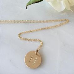 Single Letter Classic Coin Necklace | Nashelle Dainty Everyday Name Charm Necklace, Dainty Name Charm Necklace For Everyday, Customizable Minimalist Rose Gold Charm Necklace, Personalized Dainty Pendant Charm Necklace, Dainty Personalized Pendant Charm Necklaces, 14k Gold Filled Initials Necklace For Everyday, Dainty Personalized Pendant Charm Necklace, Minimalist Personalized Charm Necklaces For Anniversary, Personalized 14k Gold Necklace For Everyday